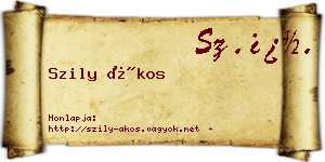 Szily Ákos névjegykártya